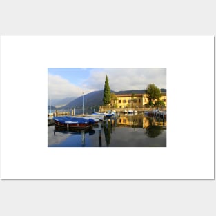 The little harbor in Iseo in the evening Posters and Art